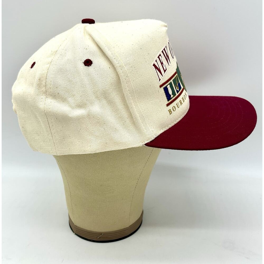 Vtg 90’s New Orleans Bourbon Street Burgundy Cream Snapback Trucker Hat NWOT - Picture 5 of 9